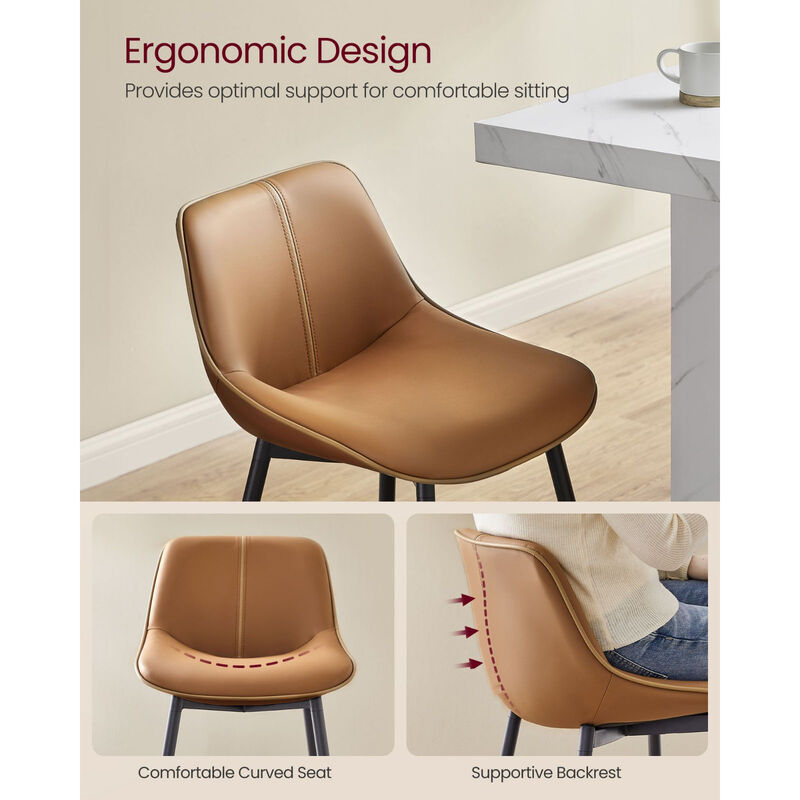 Set of 2 Bar Height Stools &ndash; Modern Tall Chairs with Back Support & Sturdy Base for Home Bar or Countertop