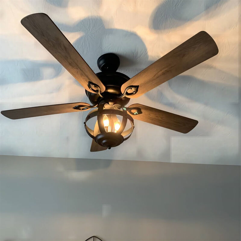 52" Industrial Blacke Ceiling Fan with Remote Control