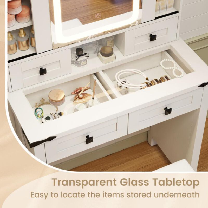 Hivvago Makeup Vanity Desk with Mirror and Adjustable Storage Shelves