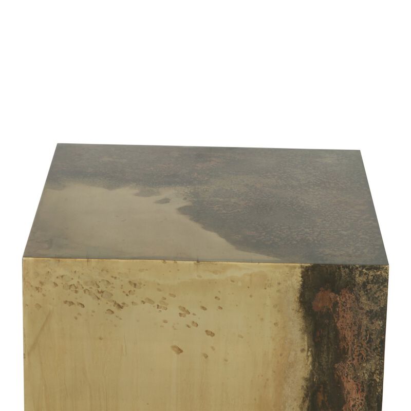 World Interiors St. George Square Side Table in Oxidized Copper