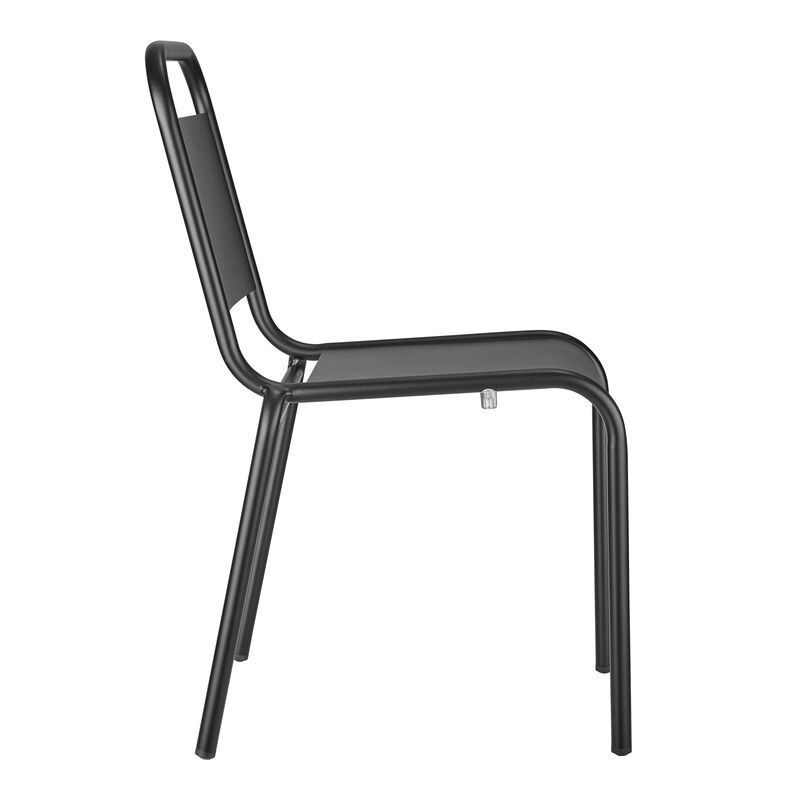 HomeRoots Set of Two Black Aluminum Outdoor Stacking Dining Chairs image number 4