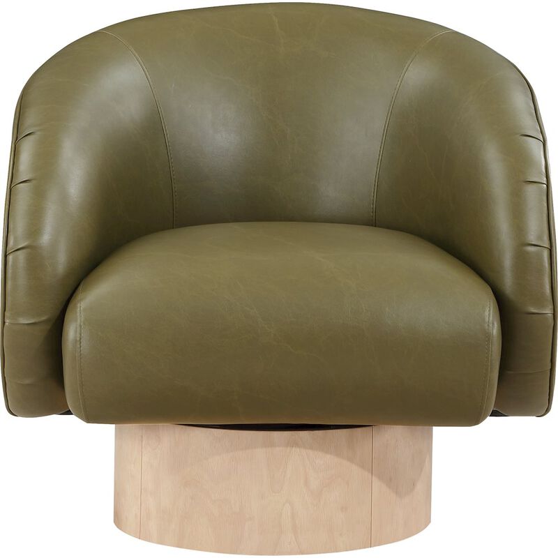 Meridian Furniture Gibson Olive Vegan Leather Swivel Accent Chair