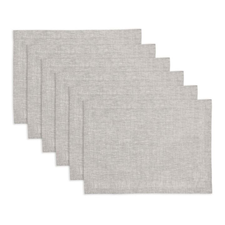 Solino Home 100% Pure Linen Placemats 14 x 19 Inch Set of 6 - Athena