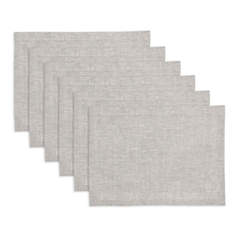 Solino Home 100% Pure Linen Placemats 14 x 19 Inch Set of 6 - Athena