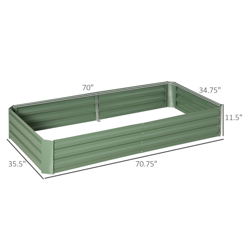 Outsunny Raised Garden Bed, 5.9' x 3' x 1' Large Metal Planter Box with 2 Trellis Tomato Cages, for Climbing Vines, Vegetables, Flowers, Green