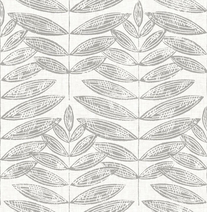 Akira Grey Leaf Wallpaper