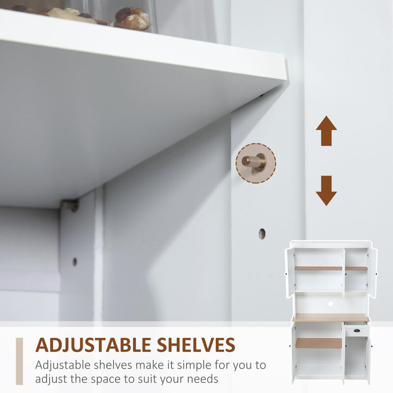 71" Modern Freestanding Kitchen Pantry Cabinet with Adjustable Shelves & Drawer