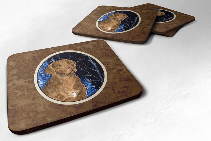 Caroline's Treasures SS8384FC Starry Night Chesapeake Bay Retriever Foam Coasters Set of 4 (Set of 4), 3.5 H x 3.5 W, Multicolor image number 0
