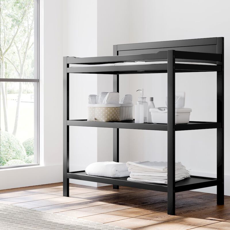 Storkcraft Alpine Changing Table (Black) - Includes Water Resistant Changing Pad