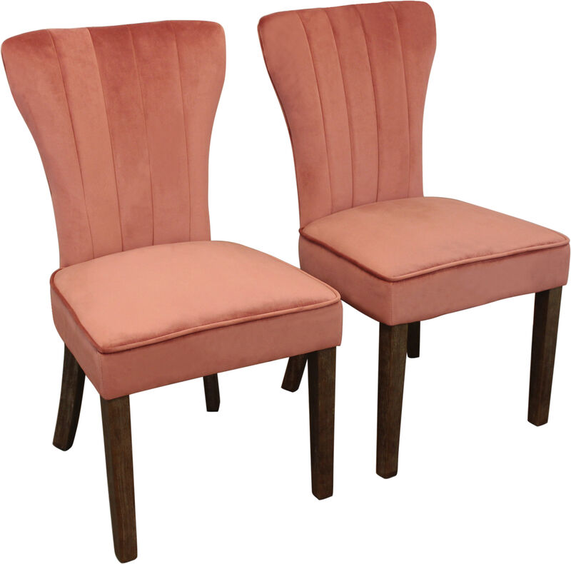 HomeRoots Set of Two Blush and Brown Upholstered Velvet Dining Parsons Chairs image number 0