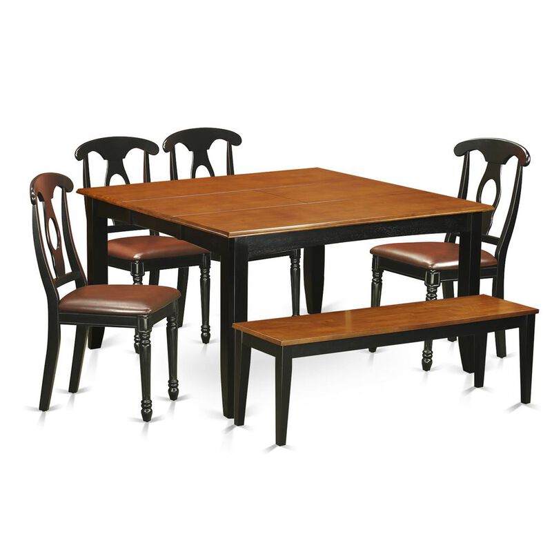 6 PC Dining room set with bench-Dining Table and 4 Wood Dining Chairs plus a bench