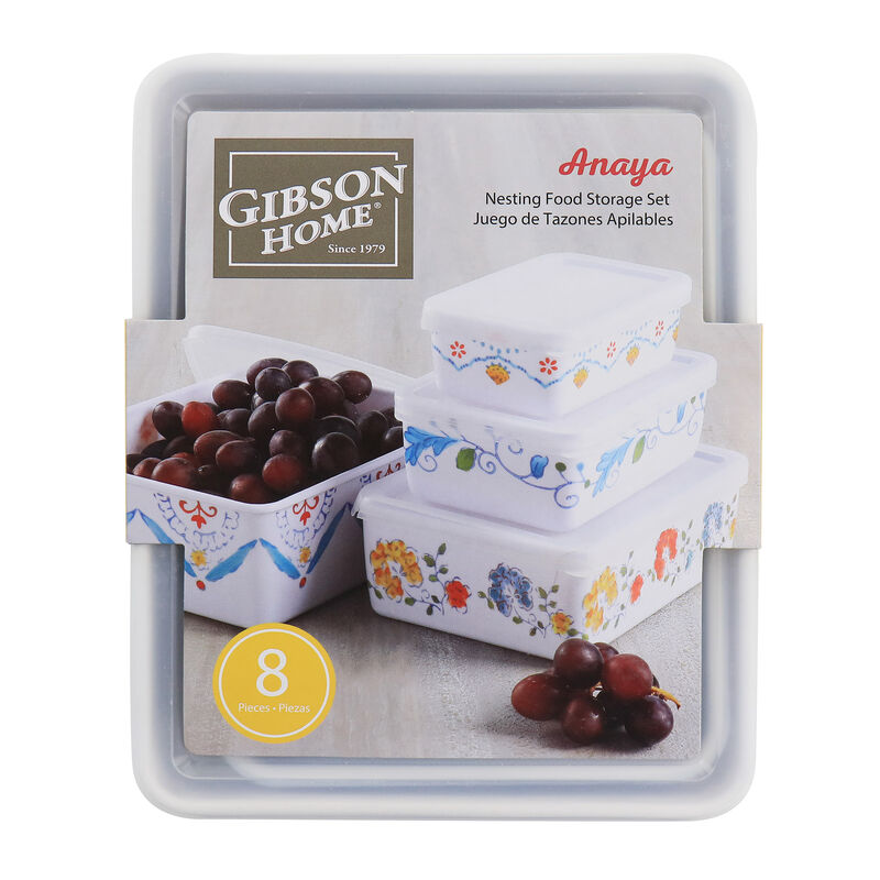 Gibson Home 8 Piece Anaya Rectangular Nesting Food Storage Set