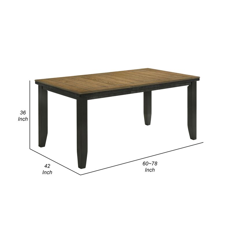 Woodlands 60-78 Inch Counter Height Dining Table, Extendable, Brown Wood