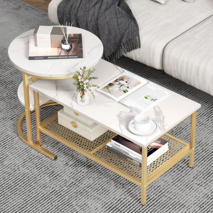 Hivvago Nesting Coffee Table with Extra Storage Shelf for Living Room