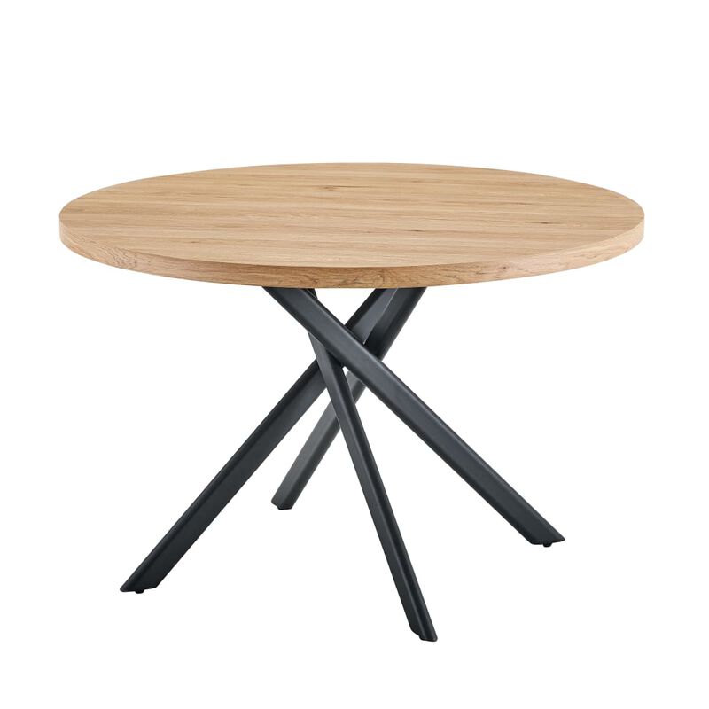 Round Folding Dining Table Thick MDF tabletop with reinforced metal frame Space saving round kitchen table for small spaces image number 0