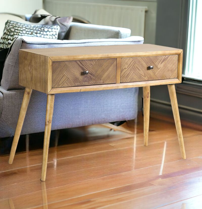 End Table with Two Drawers, Compact Storage Table for Living Room or Bedroom