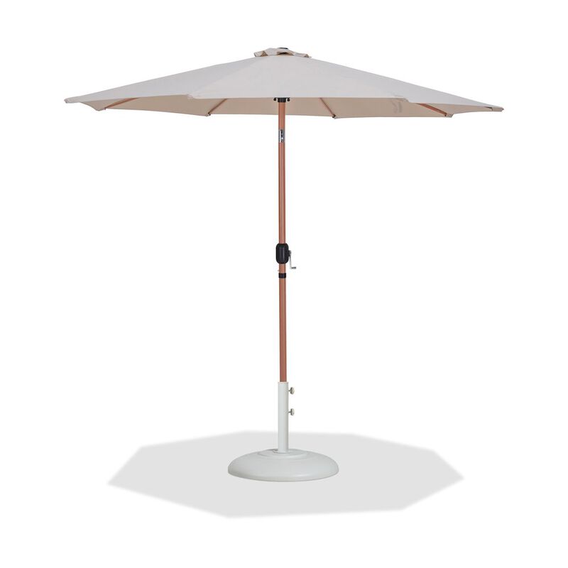 Meridian Furniture Fiji Beige Fabric / Matte White Aluminum Patio Umbrella with Base Sets
