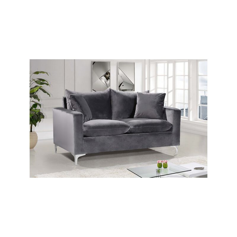 Meridian Furniture Naomi Grey Velvet Loveseat