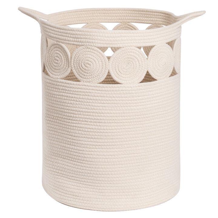 Bohemian Style Cotton Rope Storage Basket for Bedroom, Bathroom and Children's room(Beige)