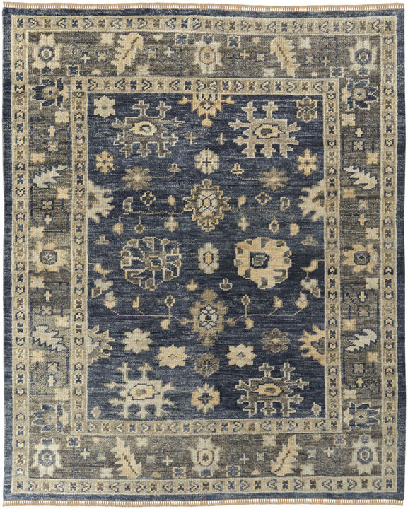 HomeRoots Wool Floral Hand Knotted Area Rug With Fringe