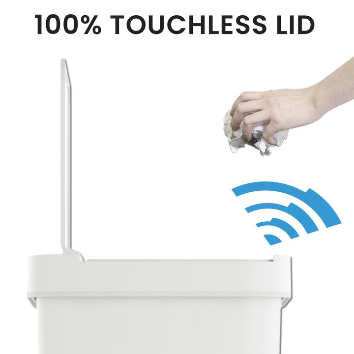 iTouchless 13.2 Gallon / 50 Liter Prime Plastic Sensor Trash Can (White)