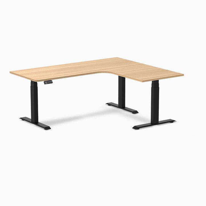 Desky L-Shape Curved Laminate Sit Stand Desk