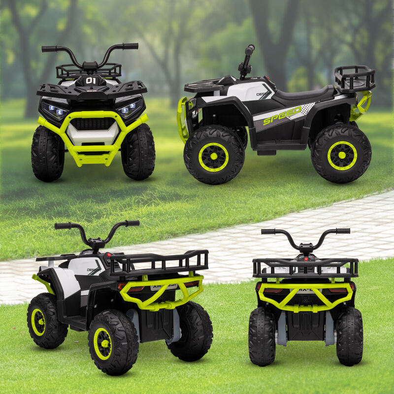BreeBe 12V Kids ATV, 4 Wheeler Quad with 4 Spring Suspension Wheels, LED Lights, Music USB image number 7