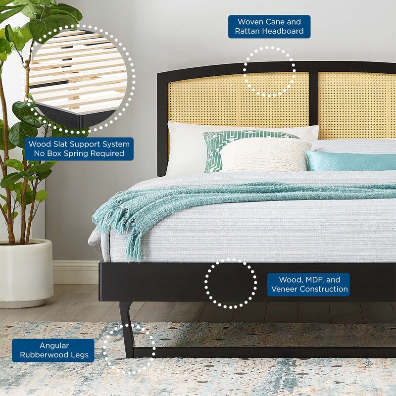 Modway - Sierra Cane and Wood Full Platform Bed with Angular Legs image number 7