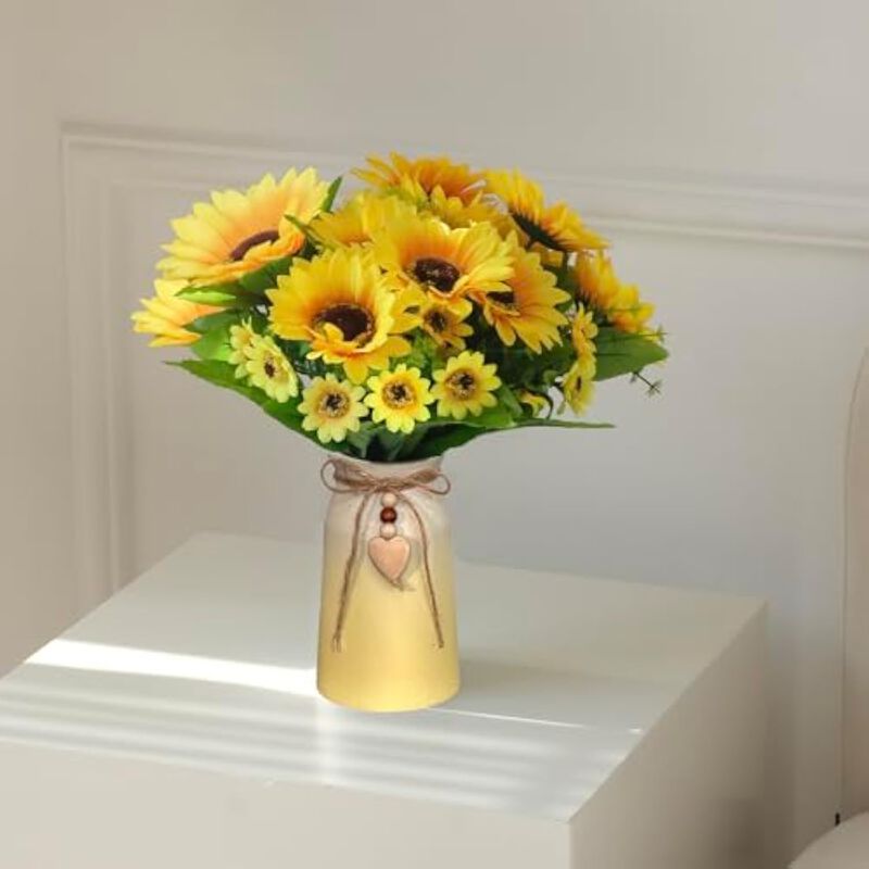 Artificial Sunflower Flowers Vase Filler Arrangement Ceramic image number 3