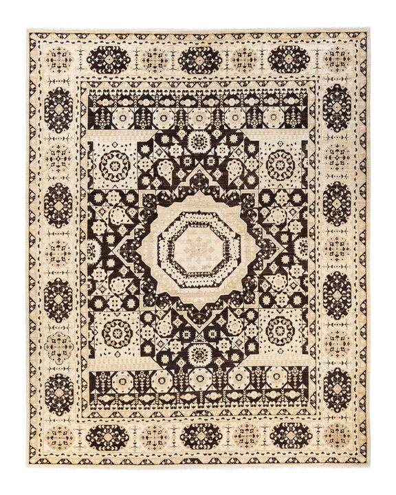 Eclectic, One-of-a-Kind Hand-Knotted Area Rug  - Brown, 8' 8" x 11' 1"