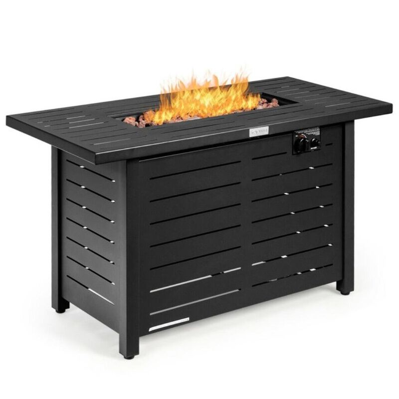 Hivvago 60,000 BTU Brown Rectangular Portable LP Gas Propane Fire Pit Table