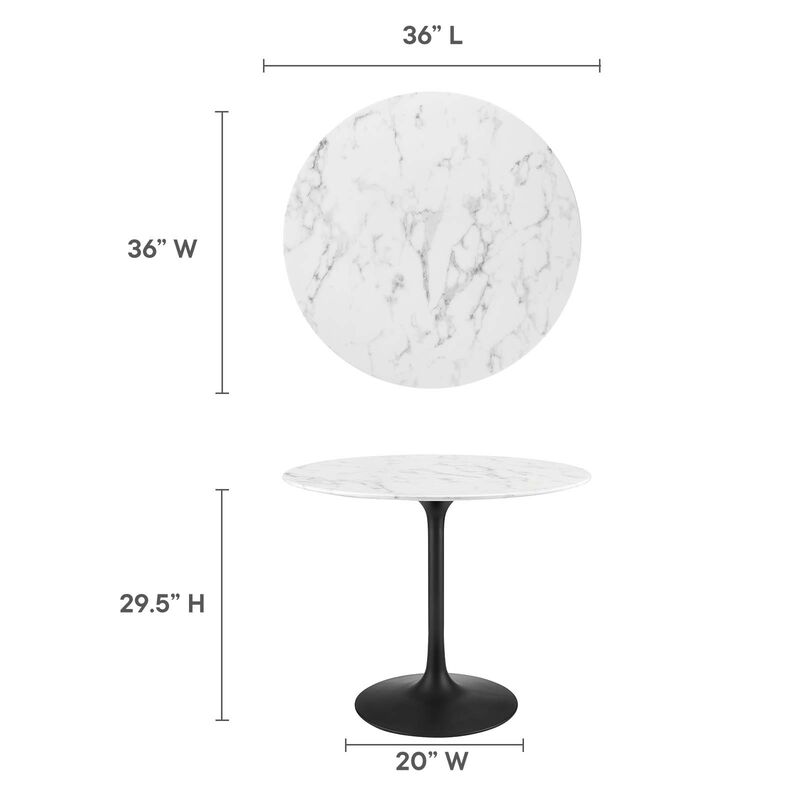 Modway - Lippa 36" Round Artificial Marble Dining Table Black White