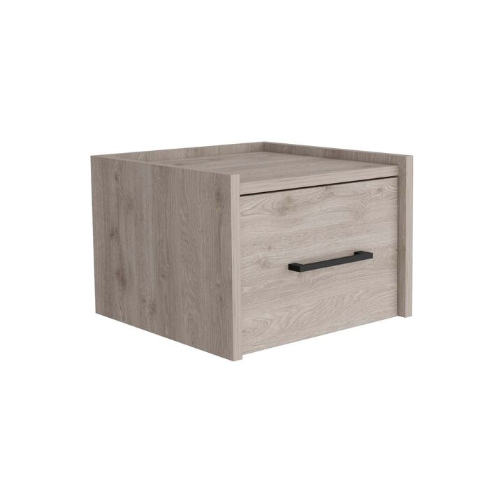 Streamdale Floating Nightstand, Wall Mount, Single Drawer, Handle, Light Grey