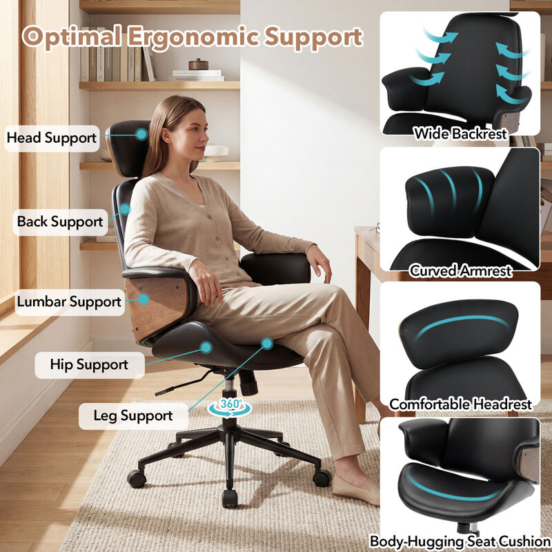 Ergonomic Office Chair with Headrest and Adjustable Height for Home Office image number 6