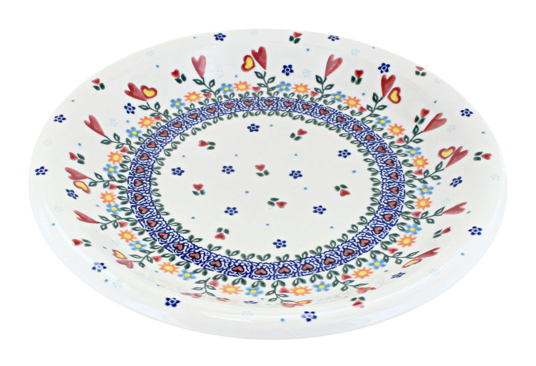 Blue Rose Polish Pottery Aztec Flower Dinner Plate