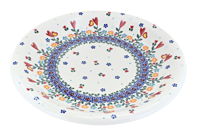 Blue Rose Polish Pottery Aztec Flower Dinner Plate