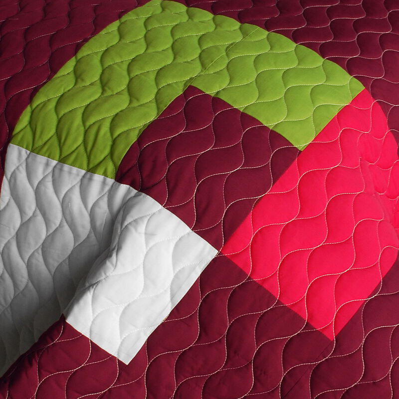 3-Piece Quilted Patchwork Plaid Quilt Set Lightweight Bedding image number 3