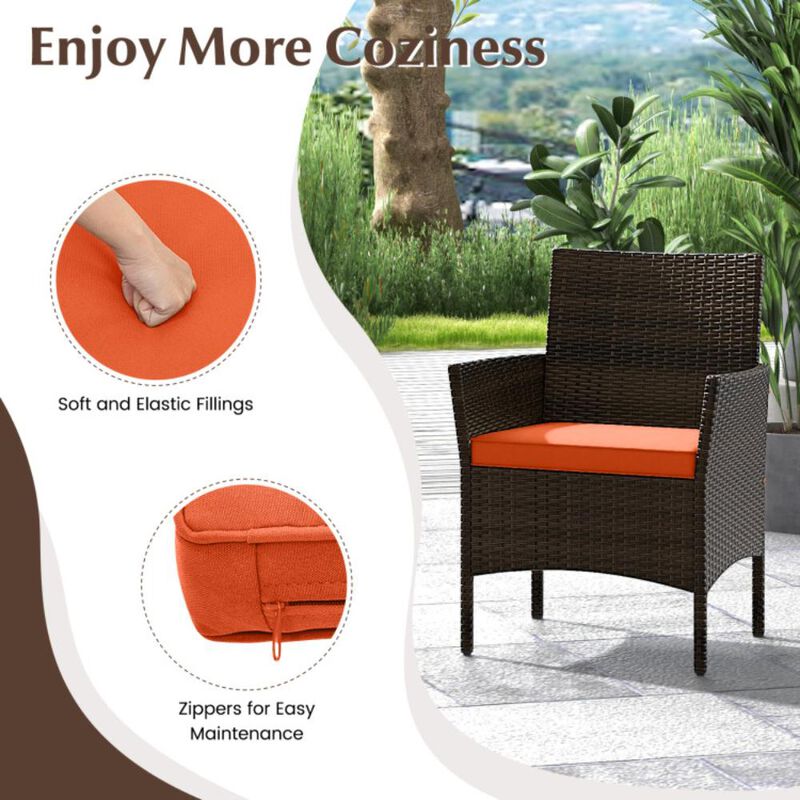 Hivvago 4 Piece Patio Rattan Conversation Set with Cozy Seat Cushions