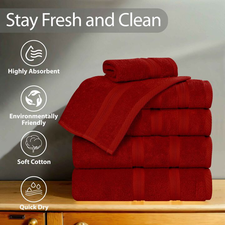 Zero Twist Cotton Hand Towels Set of 6, Medium Weight Quick Dry Towels