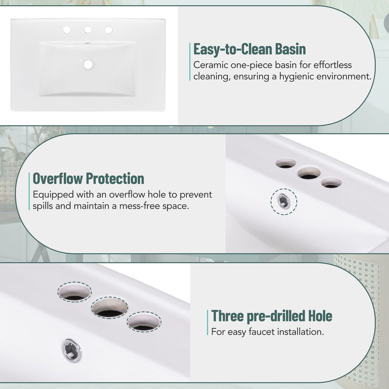 Merax Bathroom Vanity Cabinet Combo with Ceramic Sink