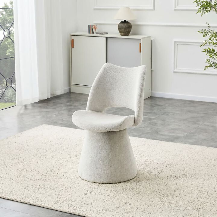 Set of 1 Swivel Dining Chair Velvet Upholstered Dining Chair with Hollow Open Back Modern Dining Chair with Metal Base and Memory Foam