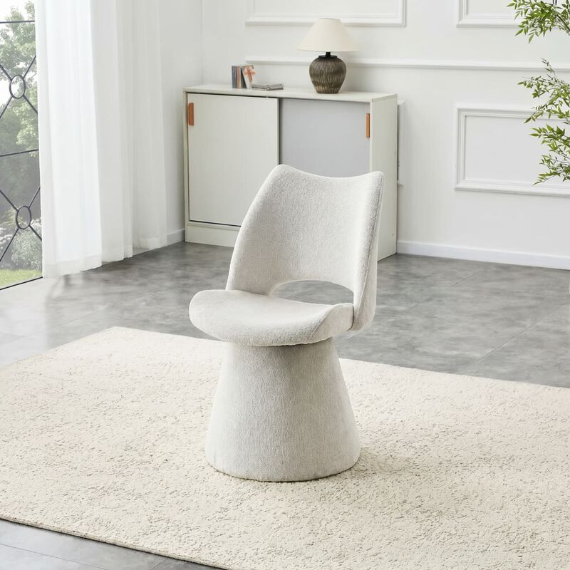 Set of 1 Swivel Dining Chair Velvet Upholstered Dining Chair with Hollow Open Back Modern Dining Chair with Metal Base and Memory Foam image number 1