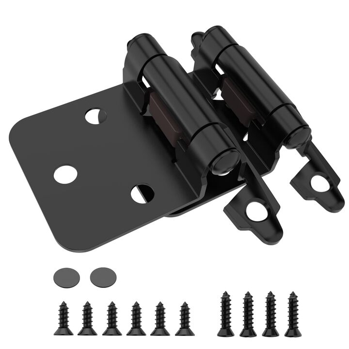Chibery 1/2 Overlay Cabinet Hinges, 50 Pack Self Closing Flush Mount Hinges with Door Bumper, Variable Decorative Hardware for