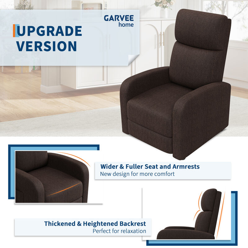 Linen Fabric Manual Recliner Chair, Lounge Chair for Living Room, Home Theater, Outdoor Relax, Brown image number 4