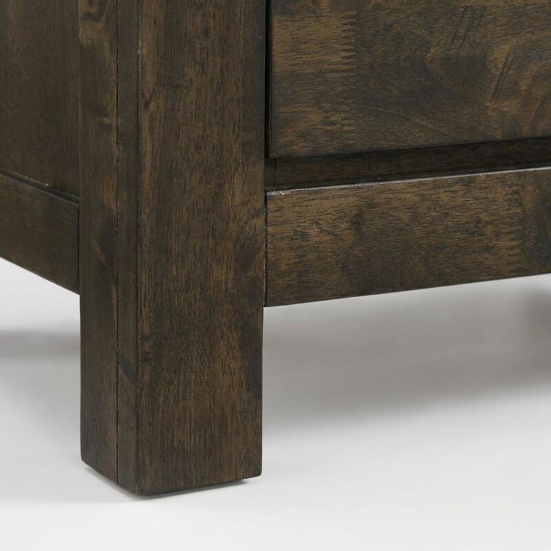 Rustic Gray Solid Wood Nightstand with Classic Design for Bedroom image number 4