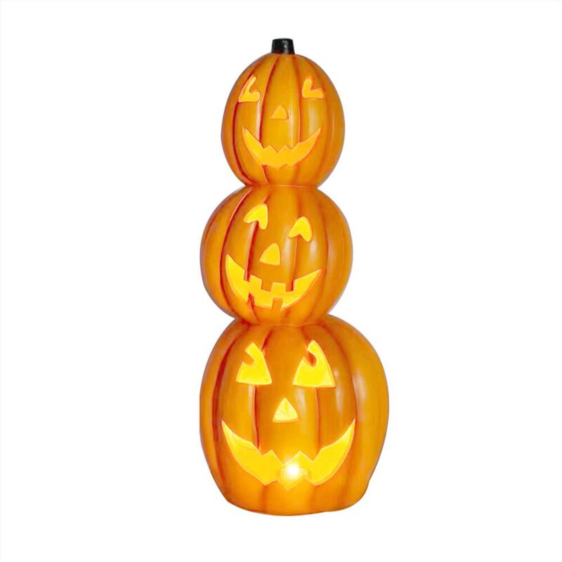 Haunted Hill Farm HHF 36 MGO Flame Flash 3-Stack Jack O' Lanterns w/ Warm White LED image number 0