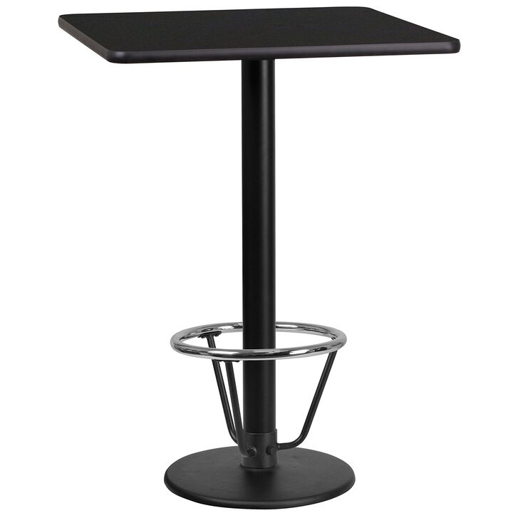 Flash Furniture Stiles 24'' Square Black Laminate Table Top with 18'' Round Bar Height Table Base and Foot Ring