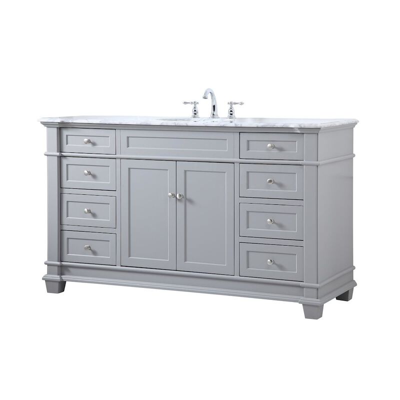 Elegant Kitchen and Bath 60 inch Single Bathroom Vanity set in Grey