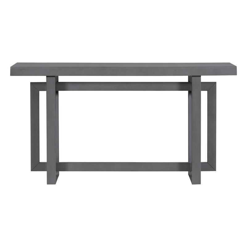 Whisen Contemporary Console Table Entryway Table with Wood Top - White