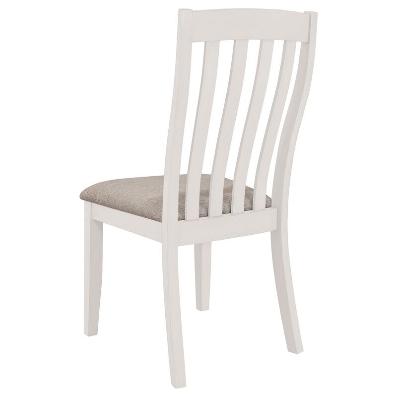 Ane 20 Inch Dining Side Chair Set of 2, Farmhouse, Slatted Back, White Wood - Benzara